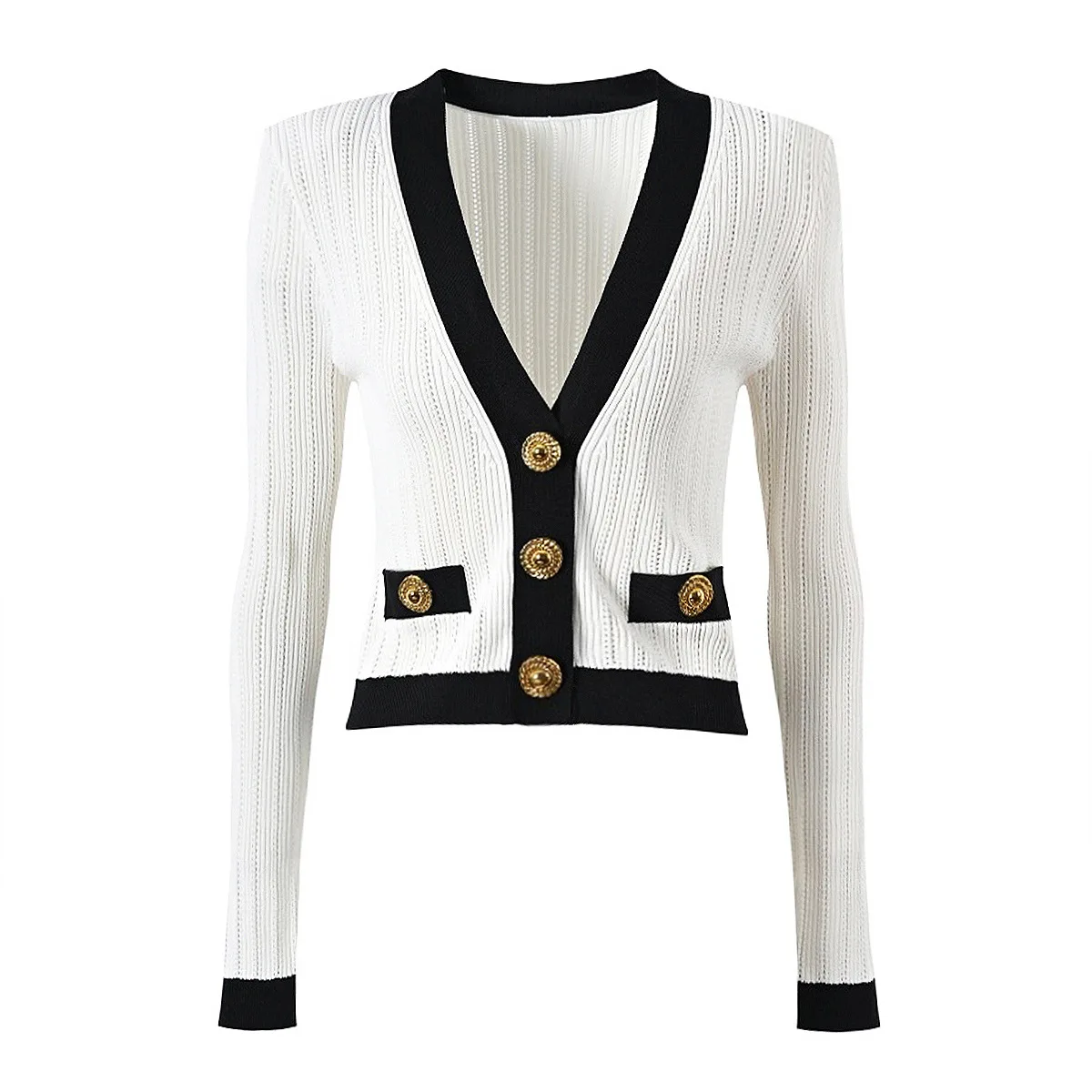 ZJYT Single Breated V Neck Knitted Cardigan Tops for Women Long Sleeve Sweaters Autumn Knitwears Jersey Fashion Female Clothing