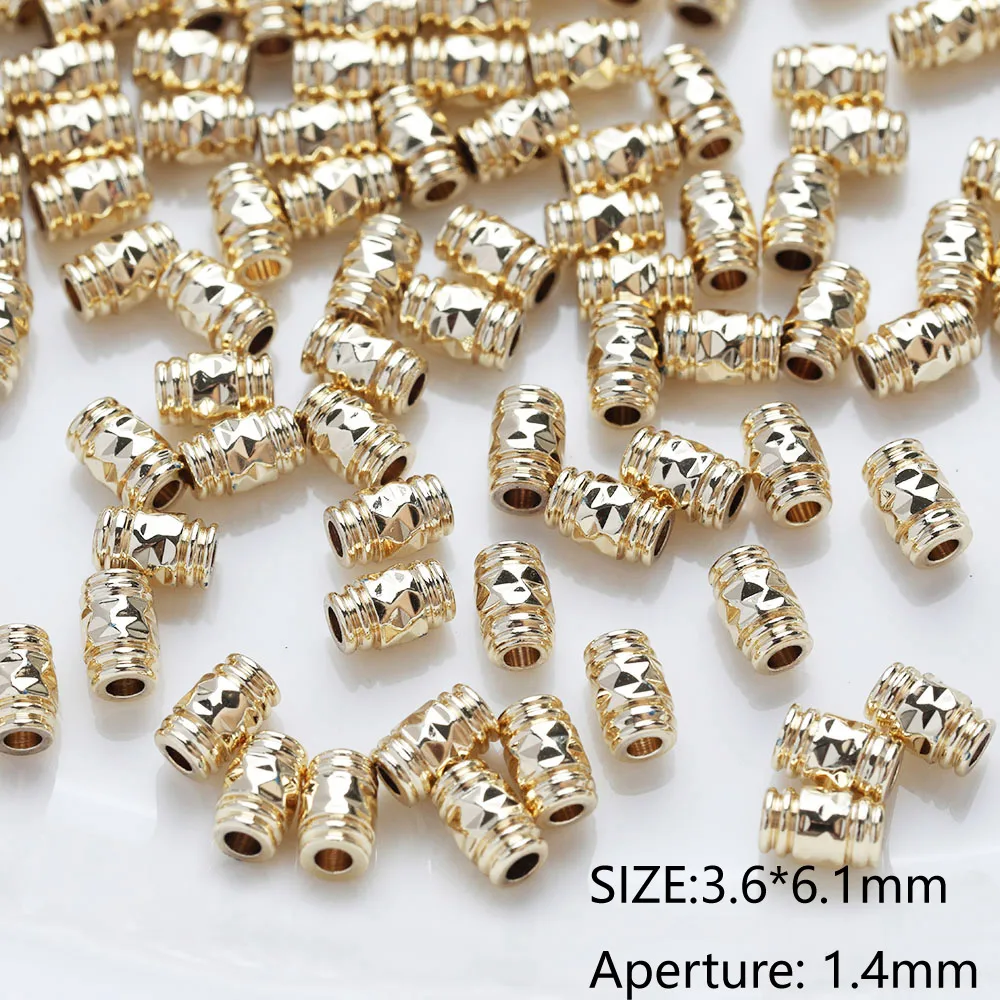 30PCS Dainty Cylindrical Brass Beads Spacer Bead for Jewelry Making Bracelet Necklace DIY 14k Gold Plated Accessory