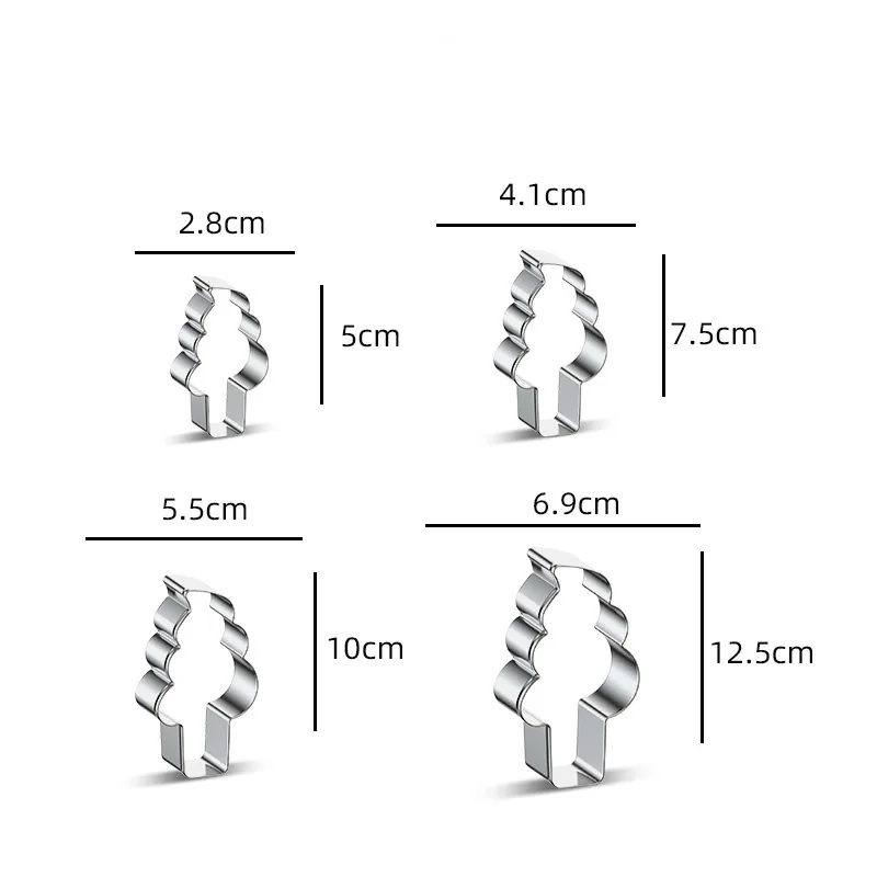 DIY 4Pcs/Set Stainless Steel Ice Cream Cookie Cutter Mould Popsicles Biscuit Mold Fondant Cake Decorating Pastry Baking Tools