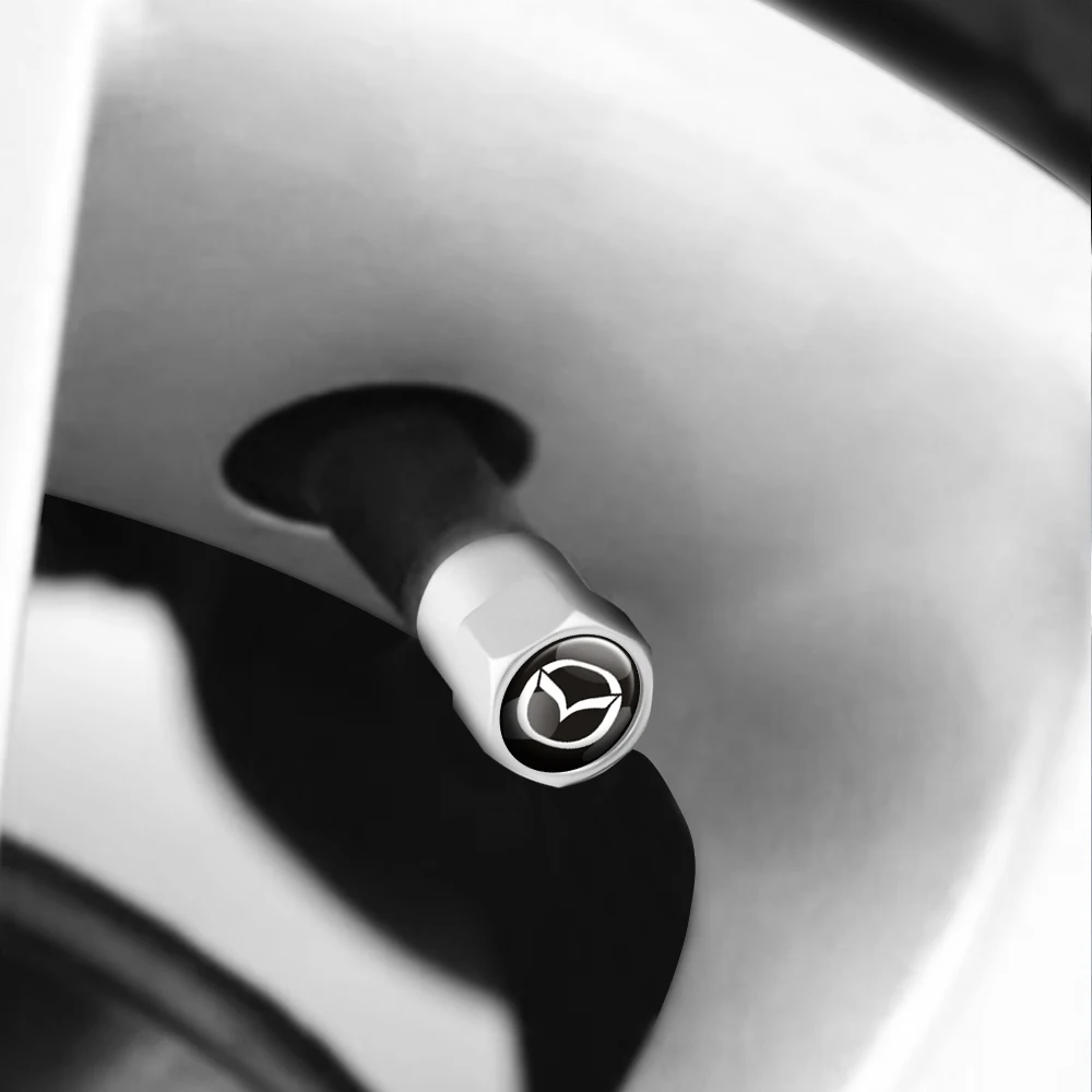 4PCS Metal Car Badges Wheel Tire Valve Caps Covers Auto Accessories For Mazda 3 5 Axela CX5 CX3 Atenza Demio RX7 MX3 MS 323 626