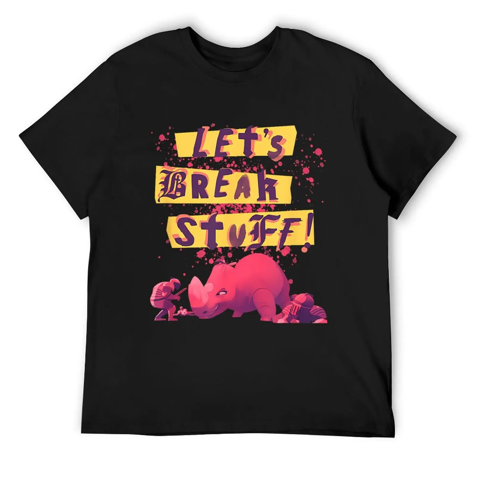 

Nimona Let's Break Stuff Rhinoceros Rock Splatter T-Shirt oversized graphic tee vintage quick drying luxury clothes men