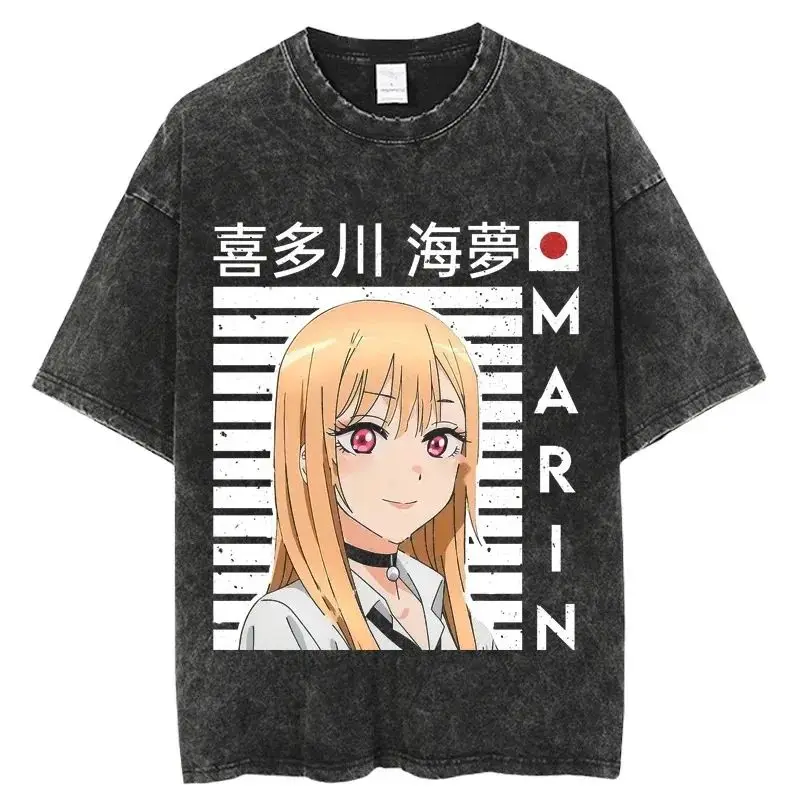 Camisetas de moda Y2k, camiseta con estampado de Anime My Dress Up Darling Kitagawa Marin, camisetas informales Harajuku, camisetas de algodón lavado, camisetas Unisex