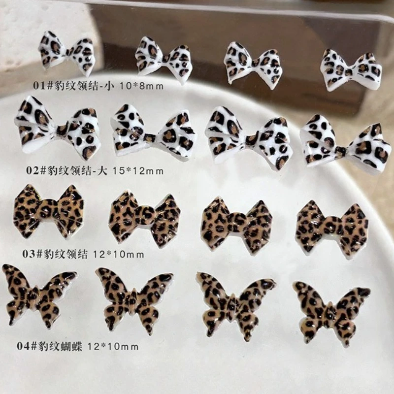 ليوبارد طباعة الراتنج Bowknot فراشة الفرنسية شبكة نمط ربطة القوس فيونكة الشريط مسمار الفن الديكور سحر DIY بها بنفسك مانيكير أداة الملحقات