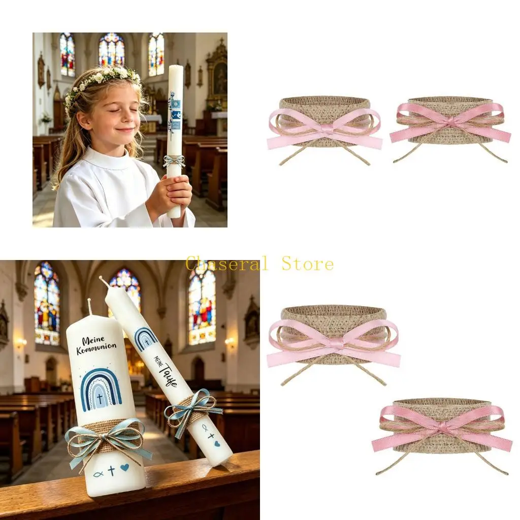 E7CE 2 Piece Delicate Christening Decorations With Pre-tied Bows And Anti Drip Functionality For Sacred Event