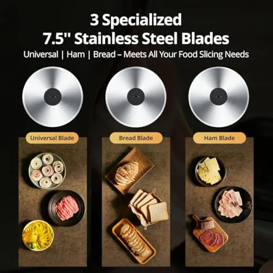 200W Electric Meat Slicer Three 75 Inch Blade Patterns