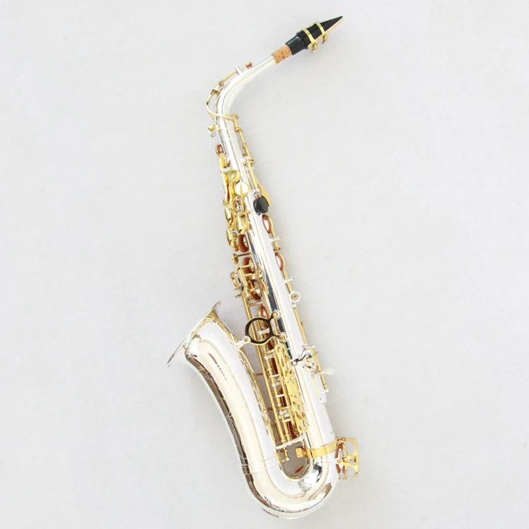 Saxophone Alto Handmade Exquisite Saxophone Silver Plated Gold Lacquered Keys Alto Saxophone