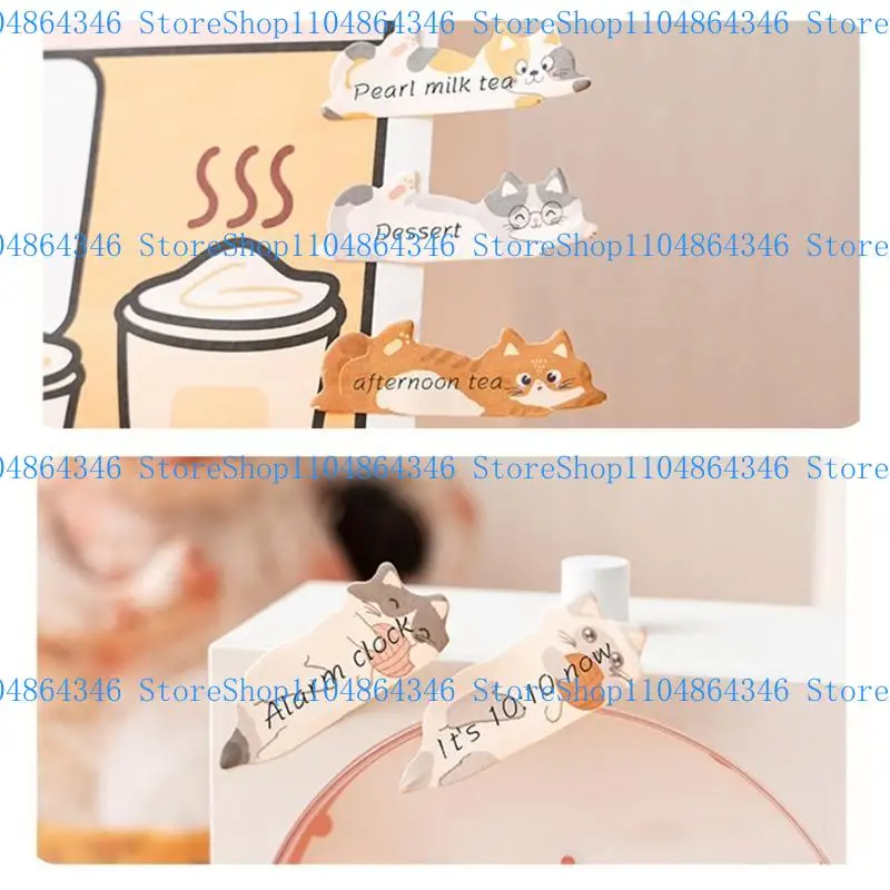 5ASD 180 카운트 새끼 고양이 노트 패드 접착제 인덱스 스티커 페이지 탭 쓰기 가능한 페이지 마커 북마크 노트북 플래너 15x45mm