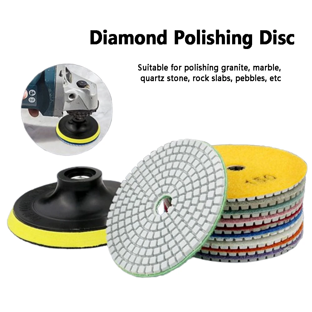 Set di tamponi per molatura ad acqua per lucidatura di pietre da 4 pollici 100 mm Tampone per lucidatura di pietre di marmo Tampone per molatura morbido diamantato