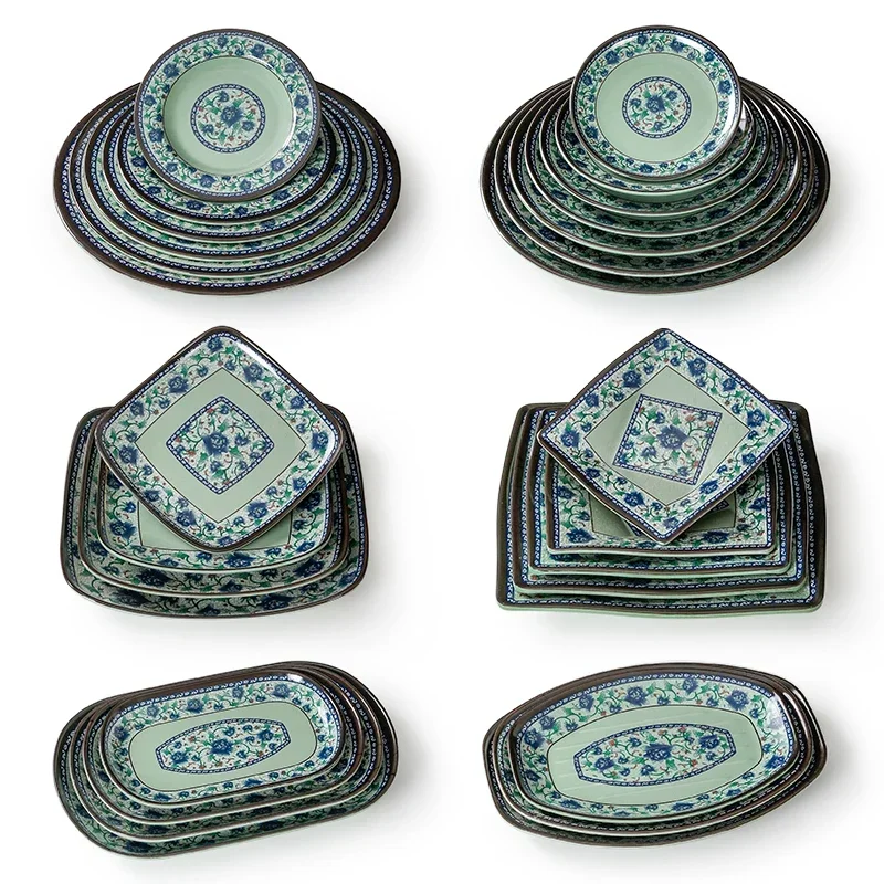 

Melamine Tableware Imitation Blue and White Porcelain Restaurant Special Plastic Plate Cold Plate Home Kitchen Tableware
