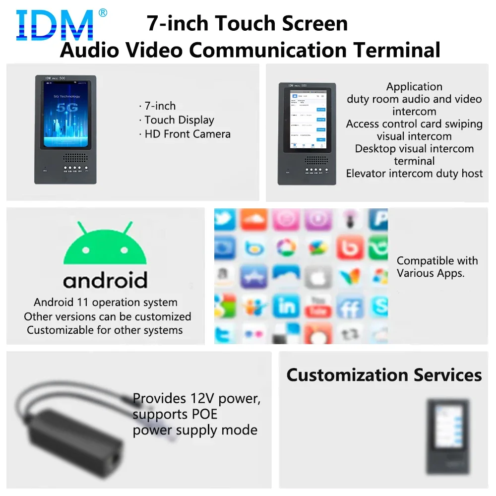New Touch Screen Audio Video Communication Terminal Touch All-in-one Machine Audio And Video Intercom Handheld Wireless SIP Phon
