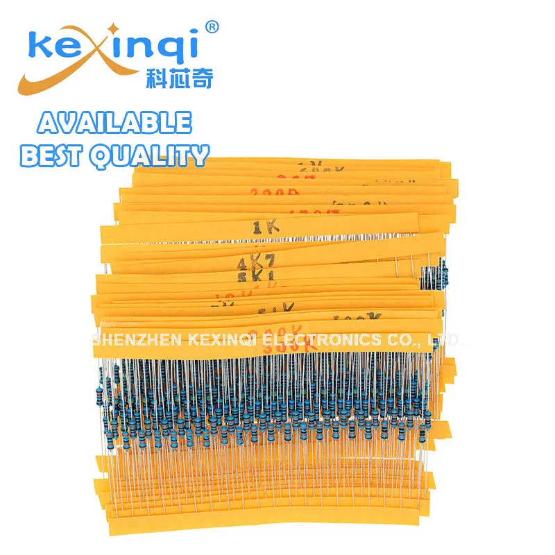 STOCK 600 Pcs 30 Kinds Each Value Metal Film Resistor Pack 1/4W 1% Resistor Assorted Kit Set 14-21 Kexinqi