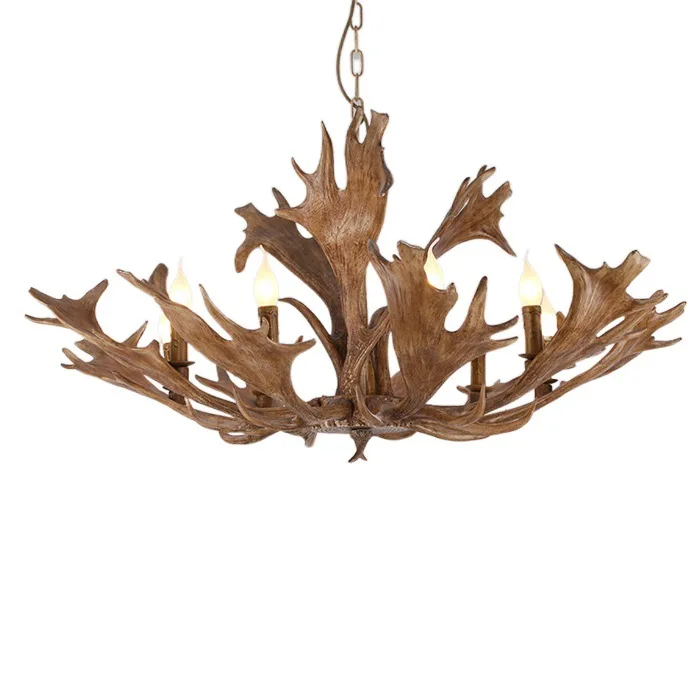 

American, Vintage, Antlers, Chandelier, Resin, Personality, Candles