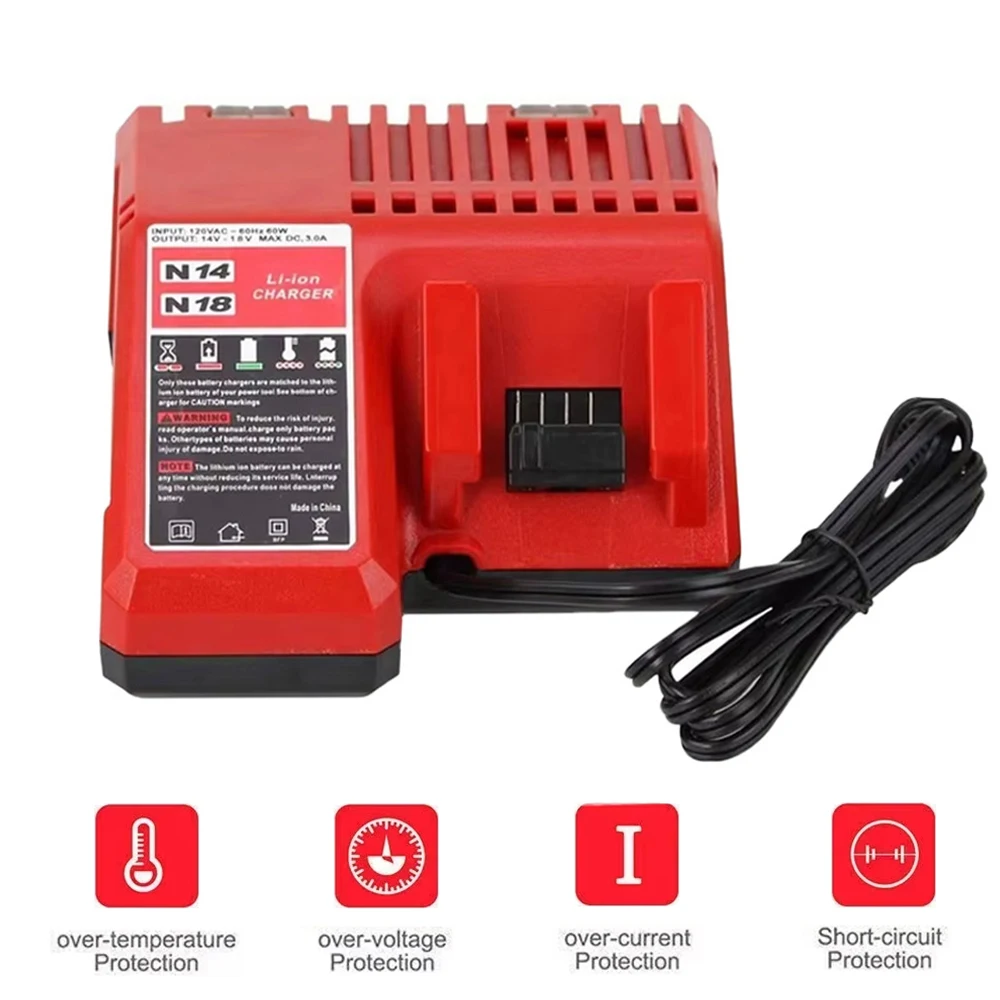 New Li-ion Battery Charger Multi Voltage Charger for Milwaukee M18 14.4V-18V 48-11-1850 48-11-1840 48-11-1815 48-11-1828