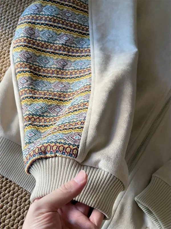 

Американский шикарный этнический мужской свитшот Jaet, весна-осень, свободный бейсбольный дизайн, повседневная верхняя одежда, полиэфирное волокно