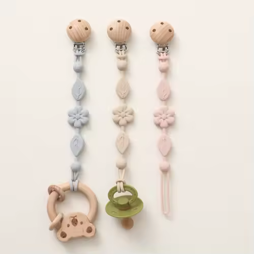 1pcs Baby Silicone Pacifier Chains, Flower  Anti Loss Adjustable Pacifier Holder For Newborn, Suitable For Baby Toy Products - Image 2