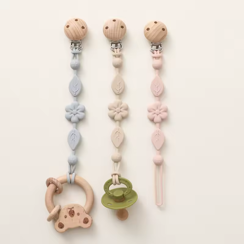1pcs Baby Silicone Pacifier Chains, Flower  Anti Loss Adjustable Pacifier Holder For Newborn, Suitable For Baby Toy Products - Image 2