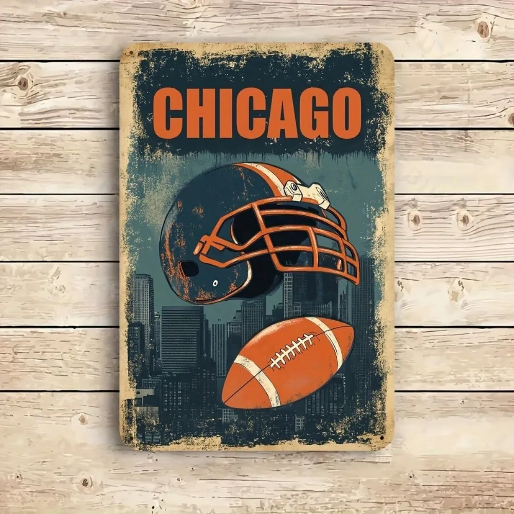 

Durable Aluminum Chicago Football Wall Art Sign for Sports Bar Home Decor Gift with Pre-Drilled Holes Weather-Resistant Fan Gift