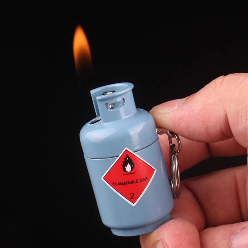 Creative fashion mini metal lighter keychain novel lighter inflatable gas tank cigarette butane gas fun lighter