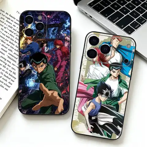 Anime Y-Yu Yu H-Hakusho Phone Case For iPhone 12/13/14/16/15/17 Pro Max, Lightweight & practical Soft Black Cover