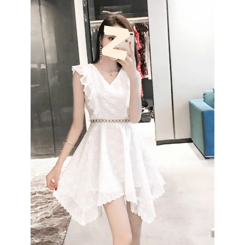 Damigella d'onore scavata irregolare Dr con ricamo in pizzo ort Sve Street Sle Gonna a trapezio in tessuto poliestere Vestibilità slim