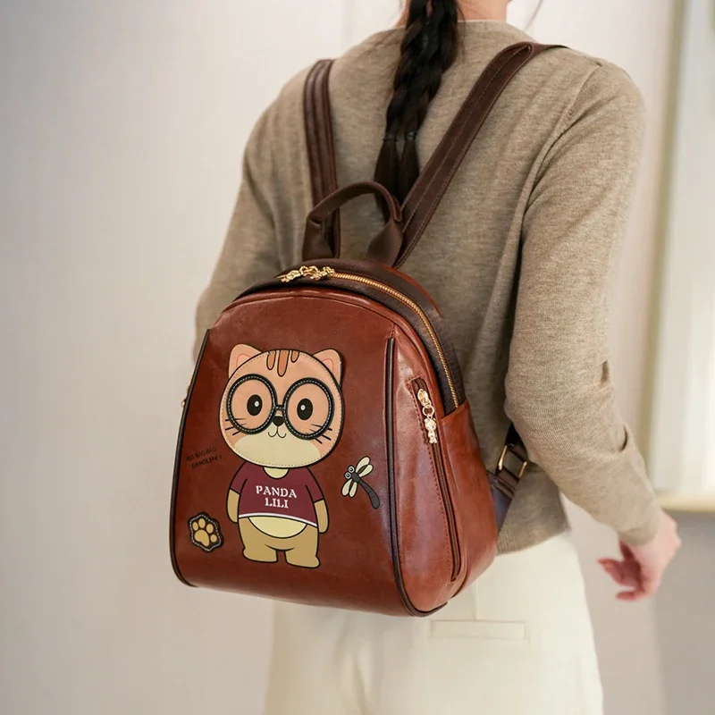 

Модный маленький рюкзак из искусственной кожи с милым мультяшным медведем, женская сумка для пригородных поездок, универсальная одежда, аксессуары, маленькая школьная сумка