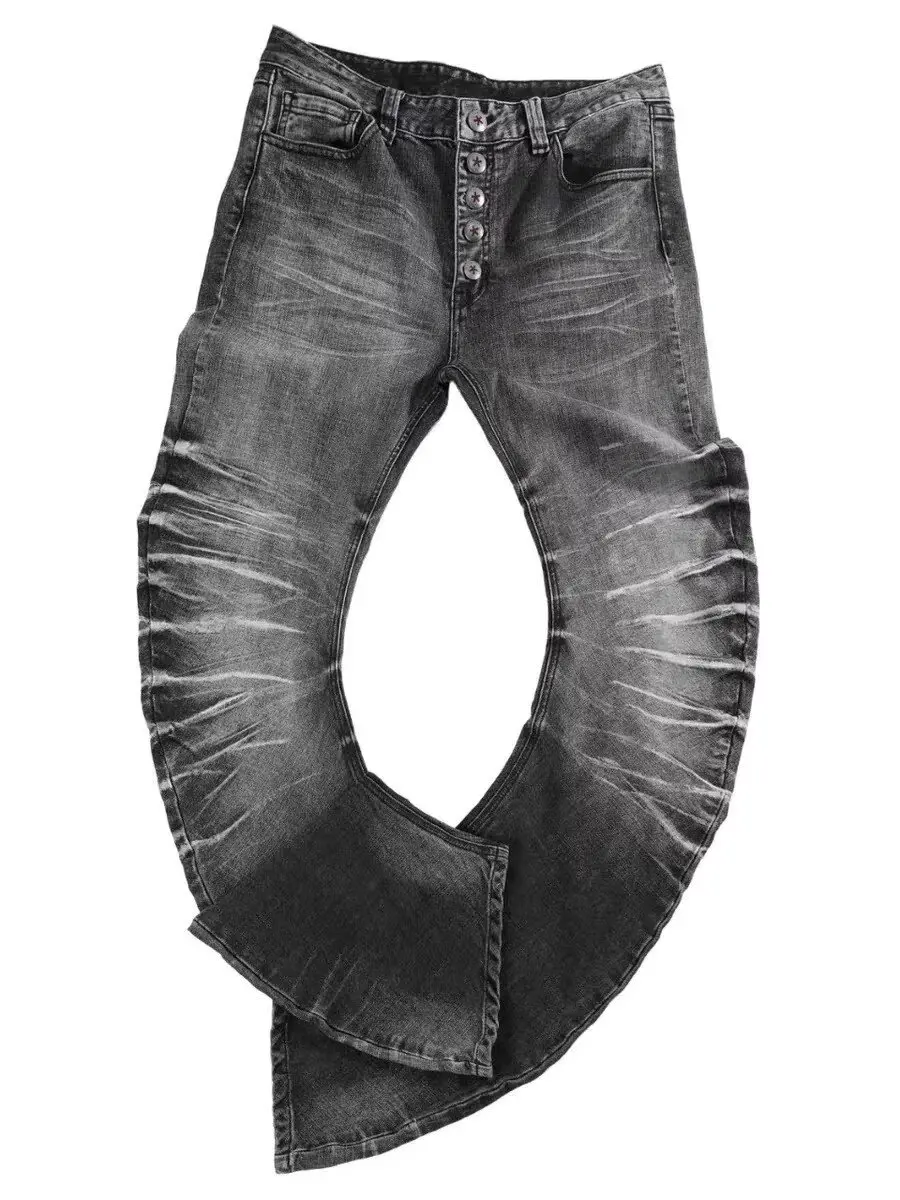  Y2k American Vintage Bootcut Jeans Full Length Harajuku Patchwork Denim Punk Style Punk Style Retro Slim Zipper lare Jeans