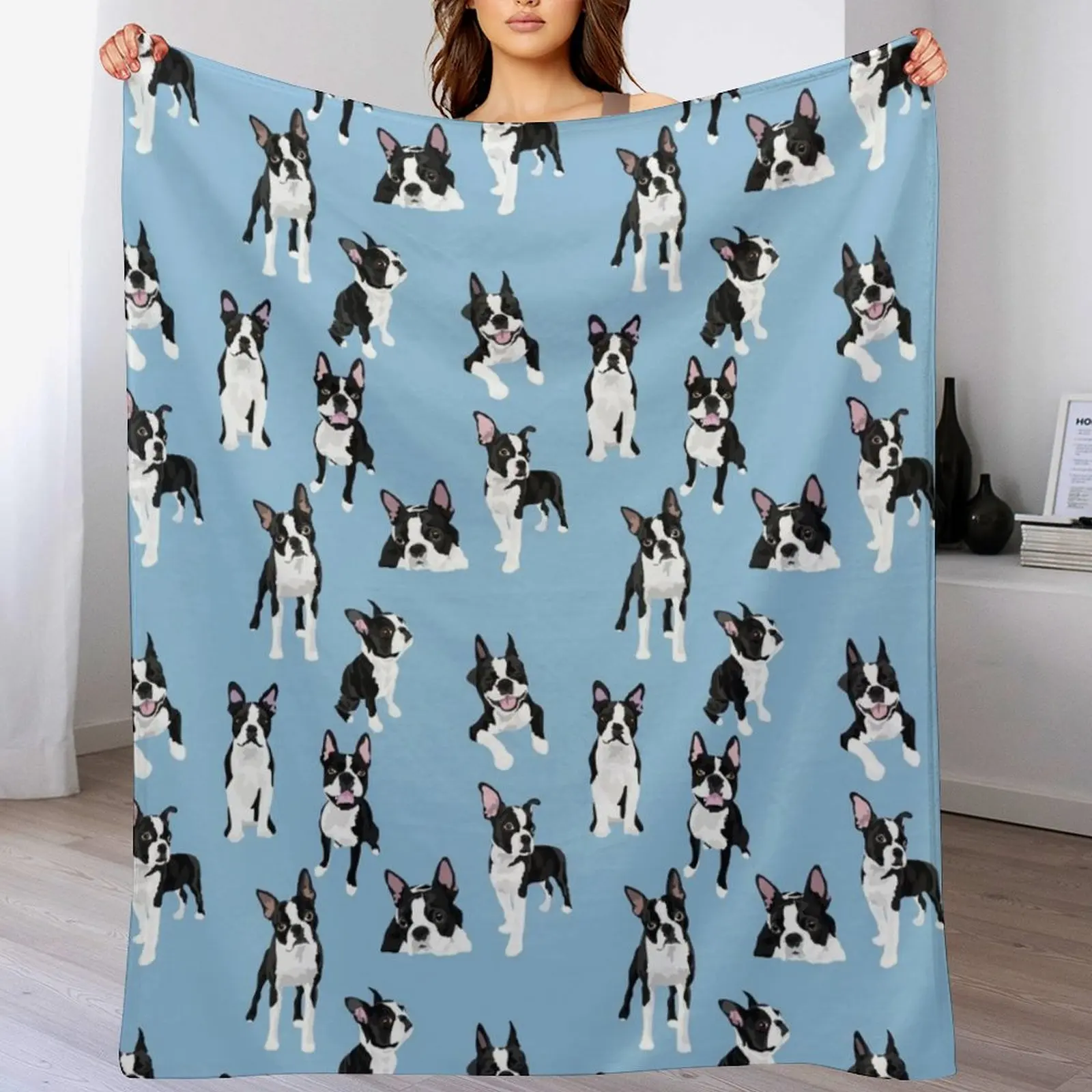 

Boston Terrier Throw Blanket Shaggy For Sofa Thin Blankets