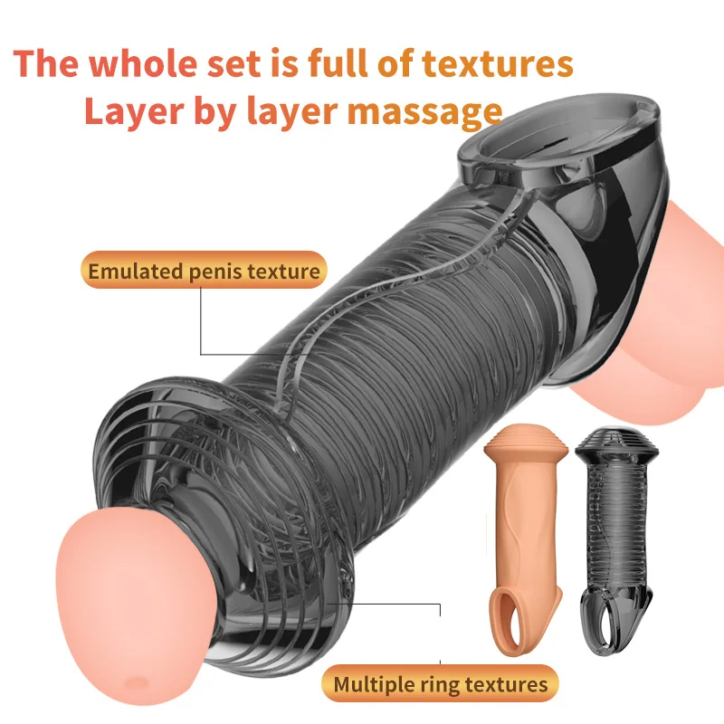 Penis Enlarger Sleeve Anti-Shedding Cock Ring Male Foreskin Correction Resistance Rings Expose Glans Delay Ejaculation Sex Toys