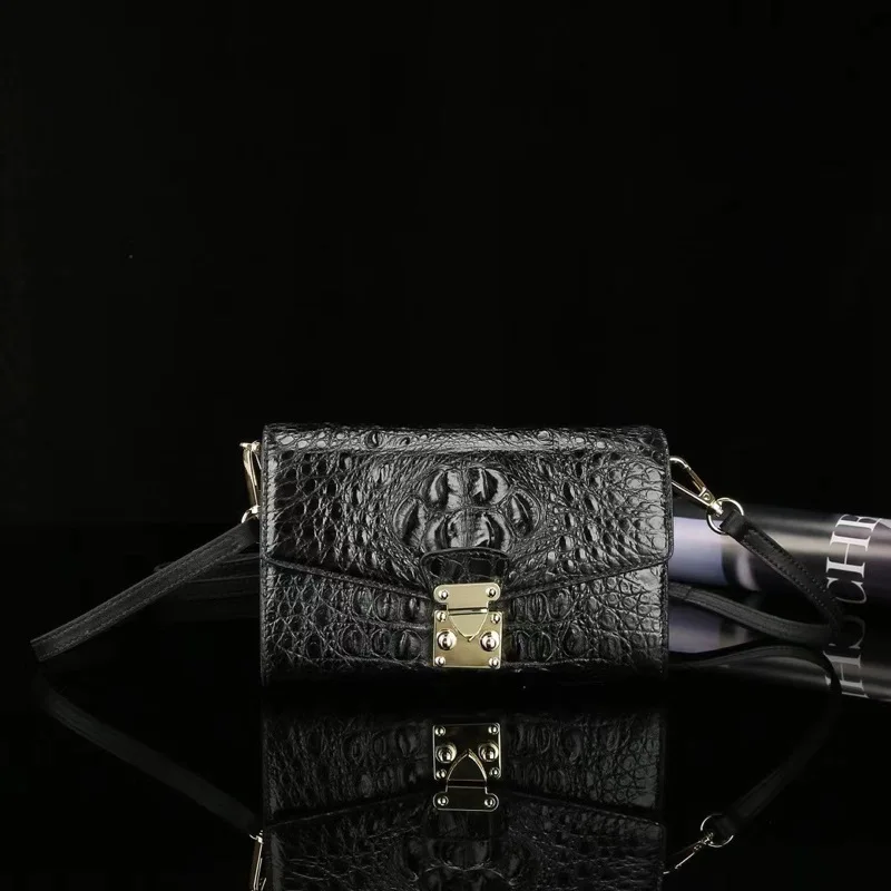 2024 New Skull Crocodile Leather Lady's Shoulder Bag Fashion Multi card Slots Genuine Leather Women Crossbody Bag 45