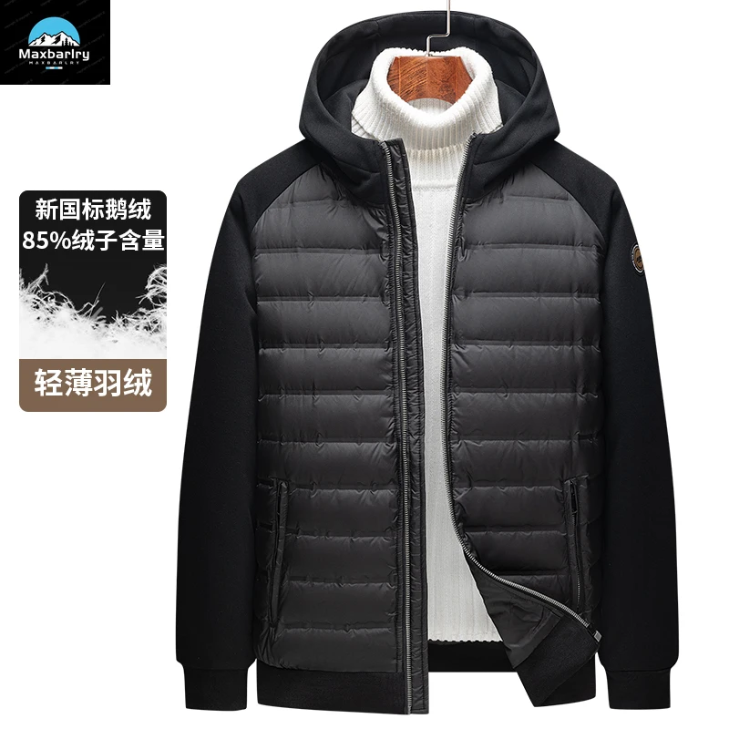 Chaqueta de plumas de ganso para hombre, abrigo de esquí informal con capucha, ropa de diseño de alta gama, ligera, invierno, nuevo, 2024