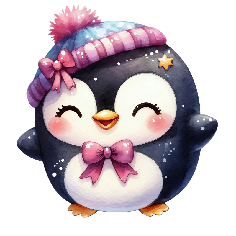 Winter-Themed Creative Silicone Mold for Making Fondant Chocolate in the Shape of a Penguin Wearing a Knitted Hat and Bow