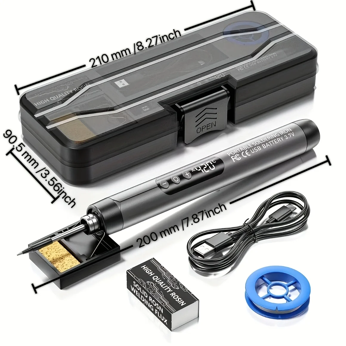 Cordless Portable soldering iron kit with 3 Heating Tips, - & Battery Backup, Digital Thermometer-like Temp Display Fast Heating