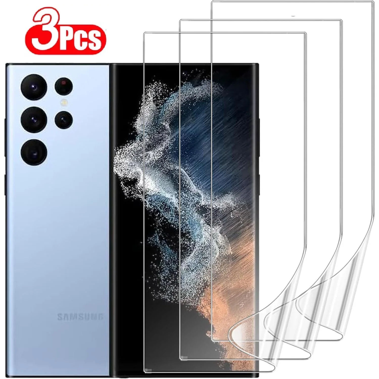 3 Stück HD-Displayschutzfolie für Samsung Galaxy S24 Ultra S23 S22 S21 5G S10 Plus S10e Vollflächige Hydrogel-Folie Nicht Glas