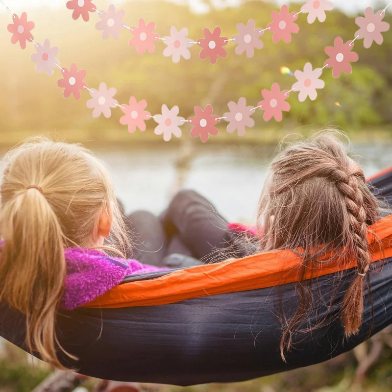 Pink Daisy Party Decor - Groovy Boho Decor Party Garland แบนเนอร์ - ฤดูใบไม้ผลิ Daisy ดอกไม้ Cutouts Bunting ธงแบนเนอร์