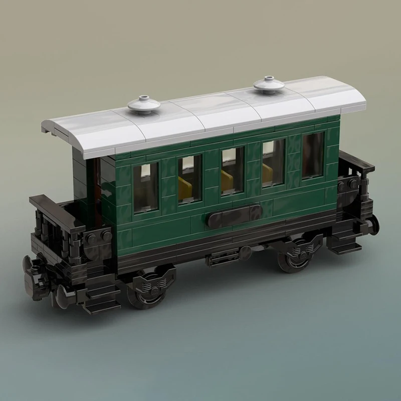 

MOC small passenger car building block train model, train city assembly building block track DIY toy set