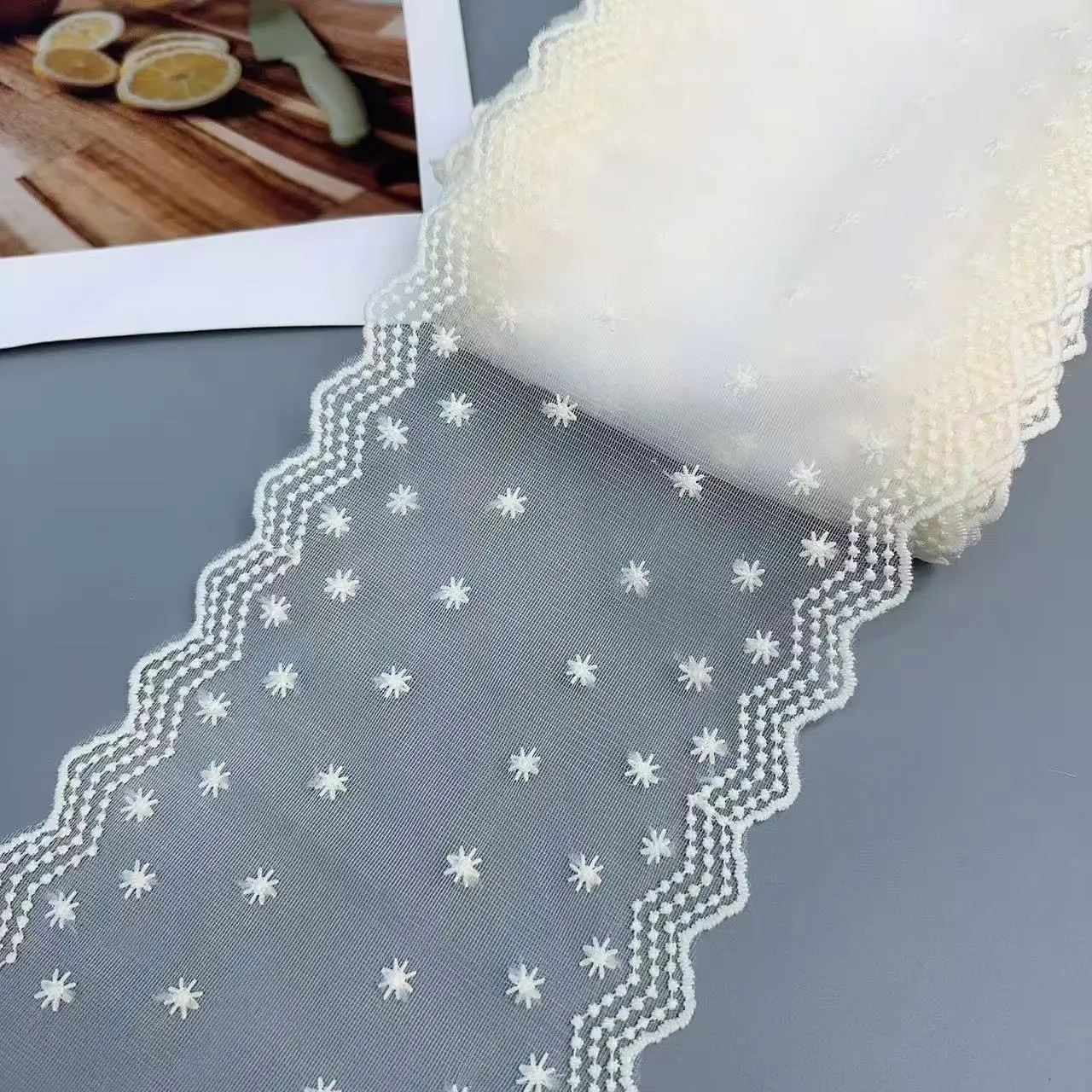 16Cm soft beige silk mesh lace lace DIY bow hairpin hair band accessories dress