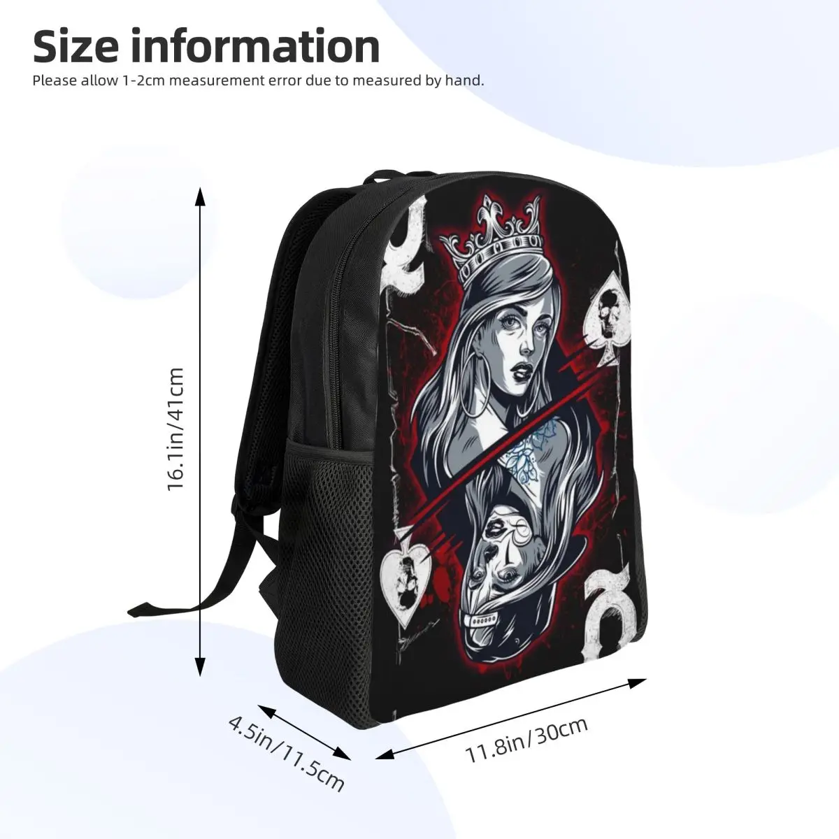 Mochila de póker Vintage Queen Of Spades personalizada para hombres y mujeres, mochila escolar impermeable para la universidad, mochilas con impresión