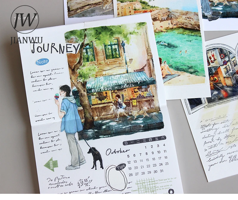 JIANWU 100 مللي متر * 5.36 متر خمر الحياة شارع المشهد المشهد المواد الكولاج سجل القصاصات PET الشريط الإبداعية لتقوم بها بنفسك مجلة القرطاسية #5