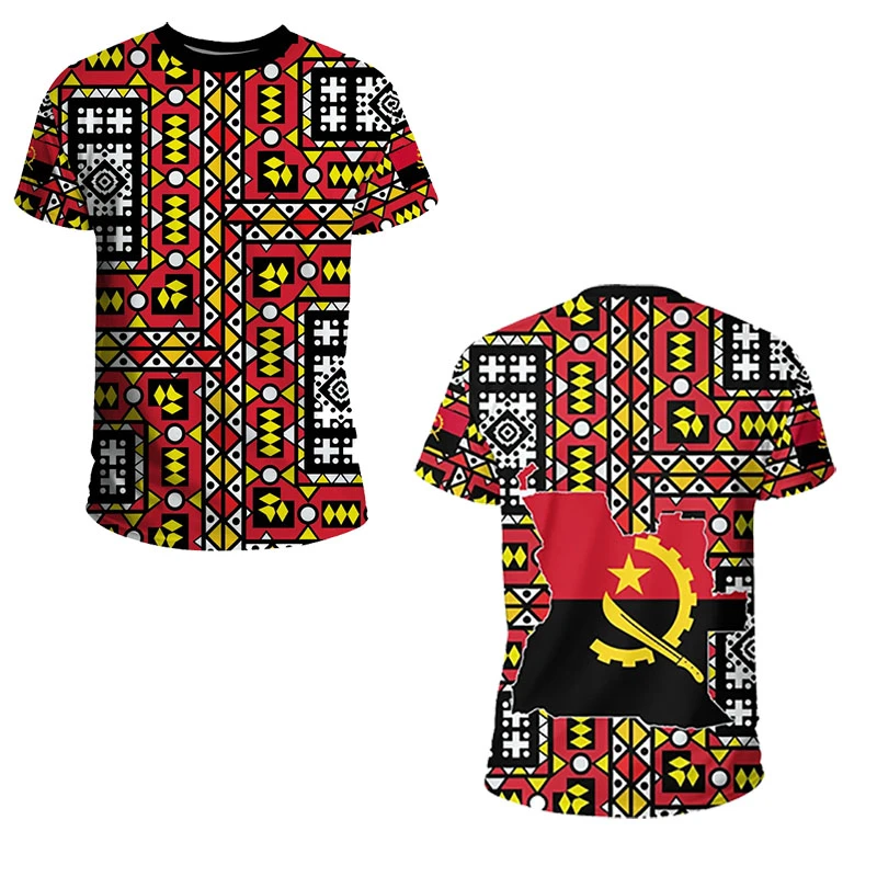 Angola Flag Map 3D Print T Shirt For Men Clothes National Emblem Sport Jersey Dashiki Festival Gift Women Tshirt Kids Streetwear