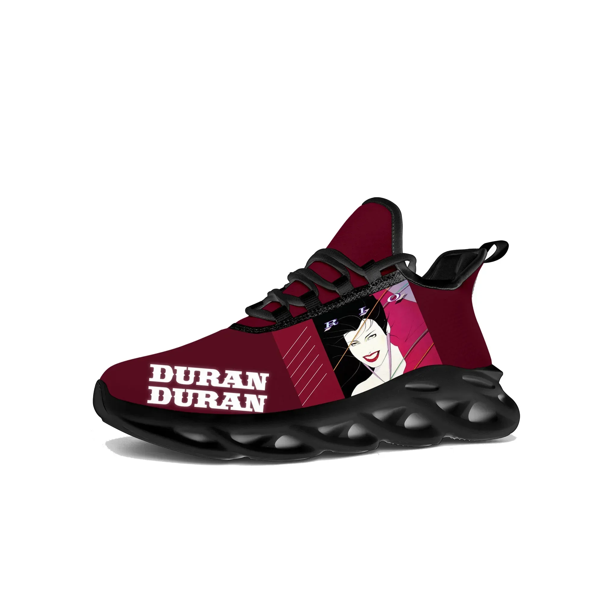 Duran Duran-Baskets plates noires pour hommes et femmes, chaussures de course à pied, chaussures de danse Rock Band, chaussures en maille à lacets, chaussures sur mesure