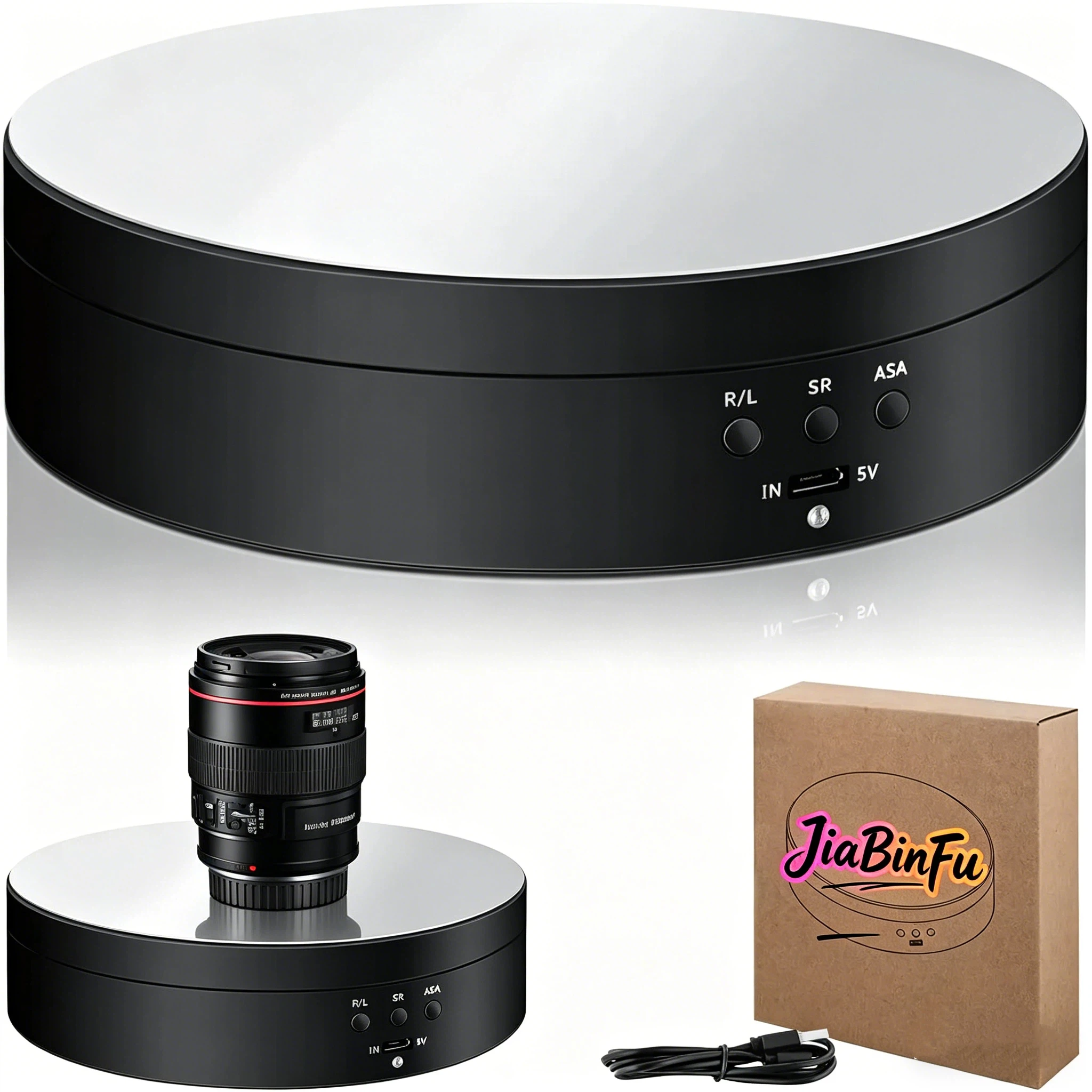 360 Degree Electric Rotating Display Stand Turntable, 3 Speeds with USB Cable, Suitable for Photography, Watches, 3D Models