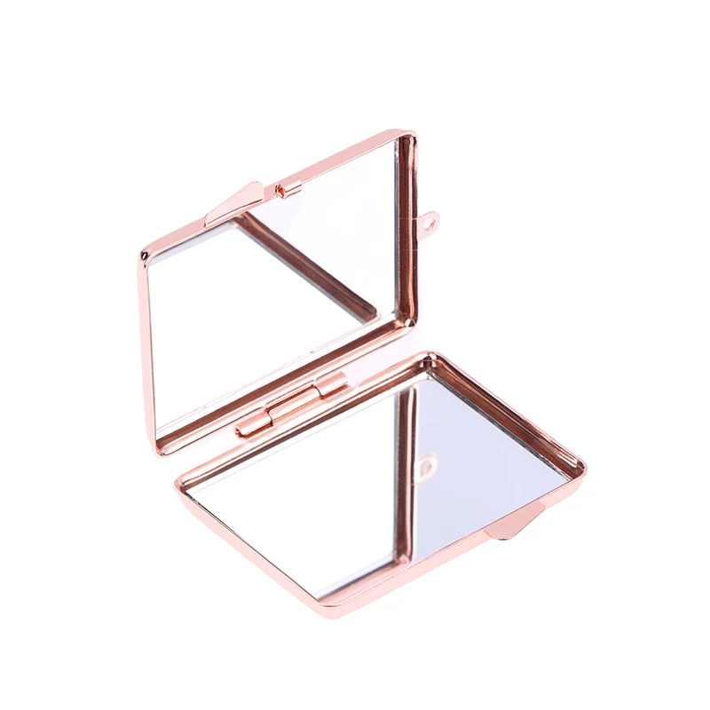 Mini porte-clés miroir pliant, cœur rond, ovale, forme carrée, miroir de maquillage cosmétique Double face en métal pour les essentiels en déplacement