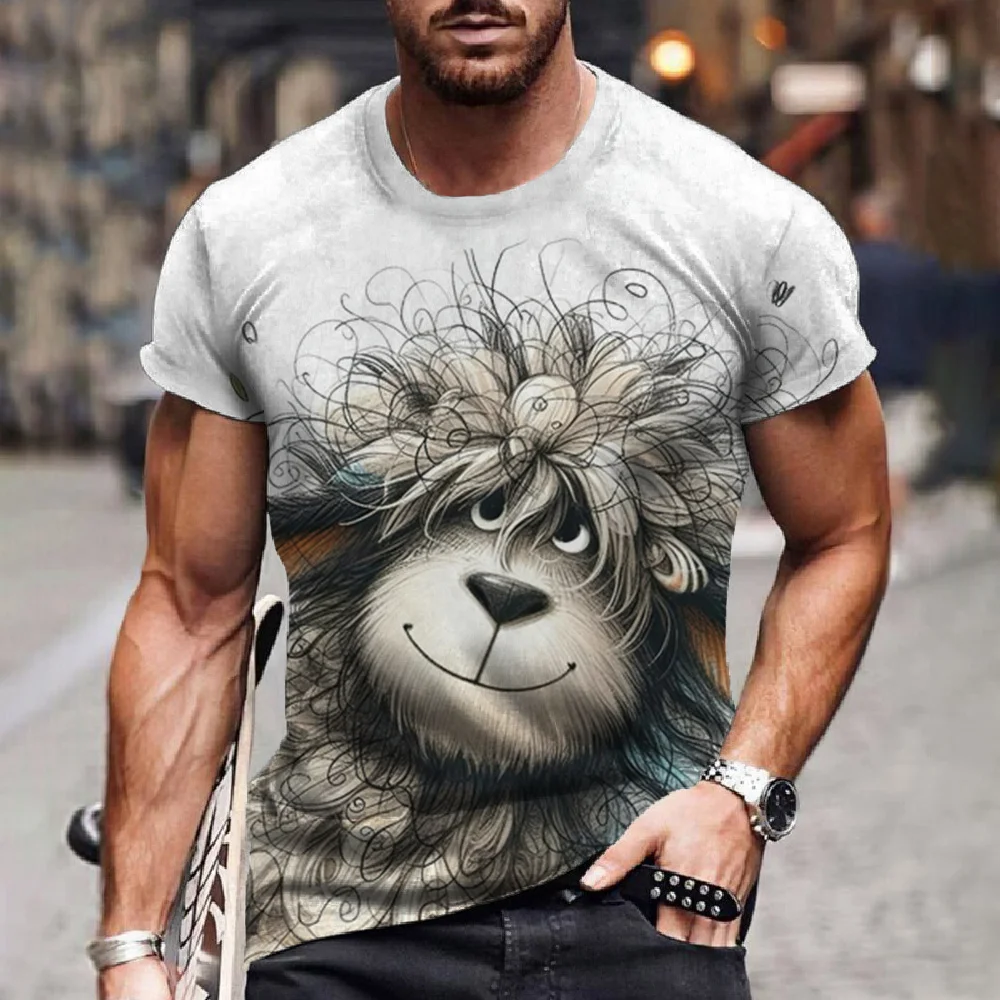 Summer Men's T Shirt 3d Print Funny Animal Street Casual Short Sleeve Cartoon T-Shirts Fashion Streetwear Male Men's Clothing