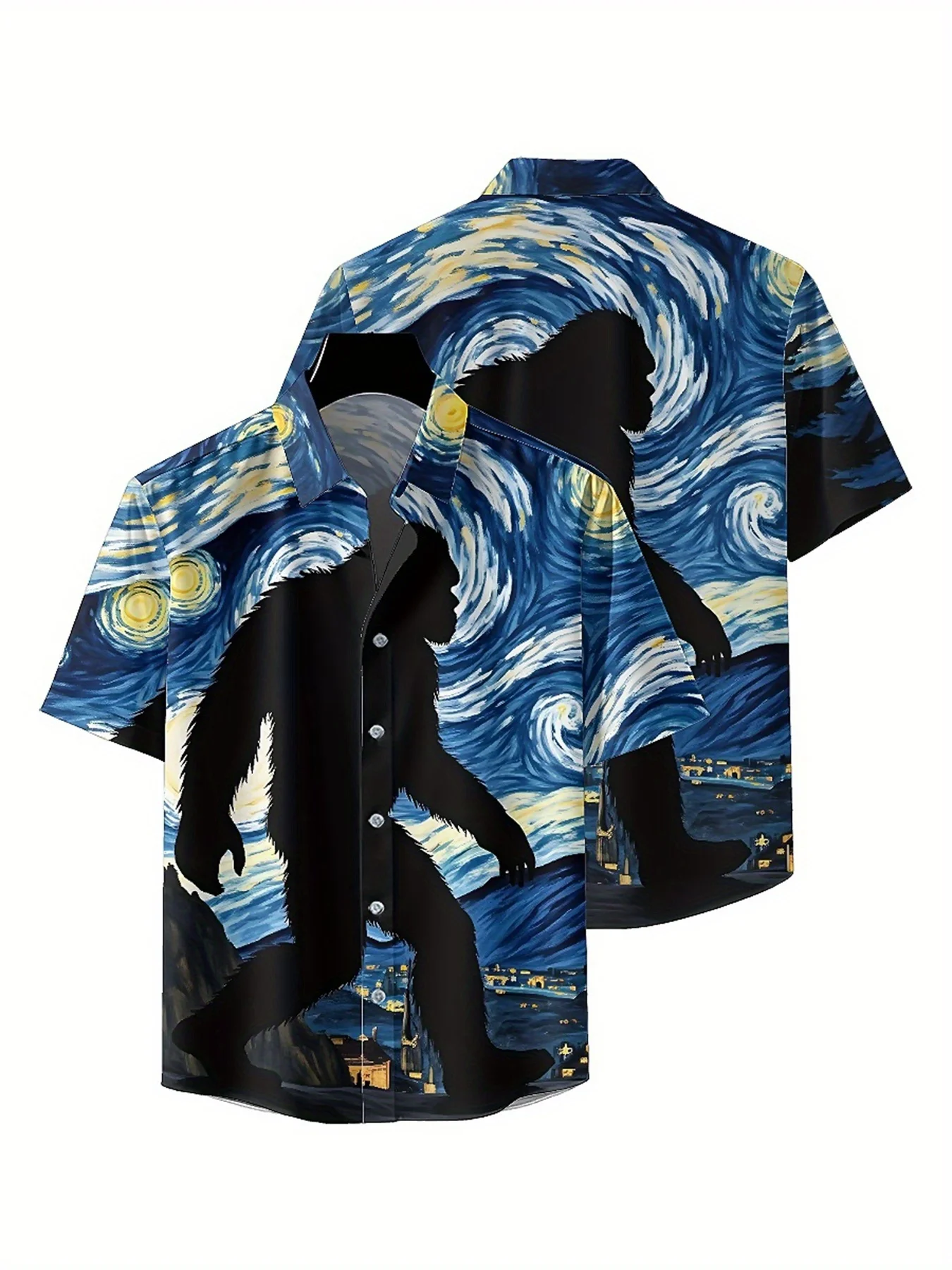 Мужские гавайские рубашки больших размеров с рисунком звездной ночи, рубашки на пуговицах, повседневная одежда унисекс, летние топы