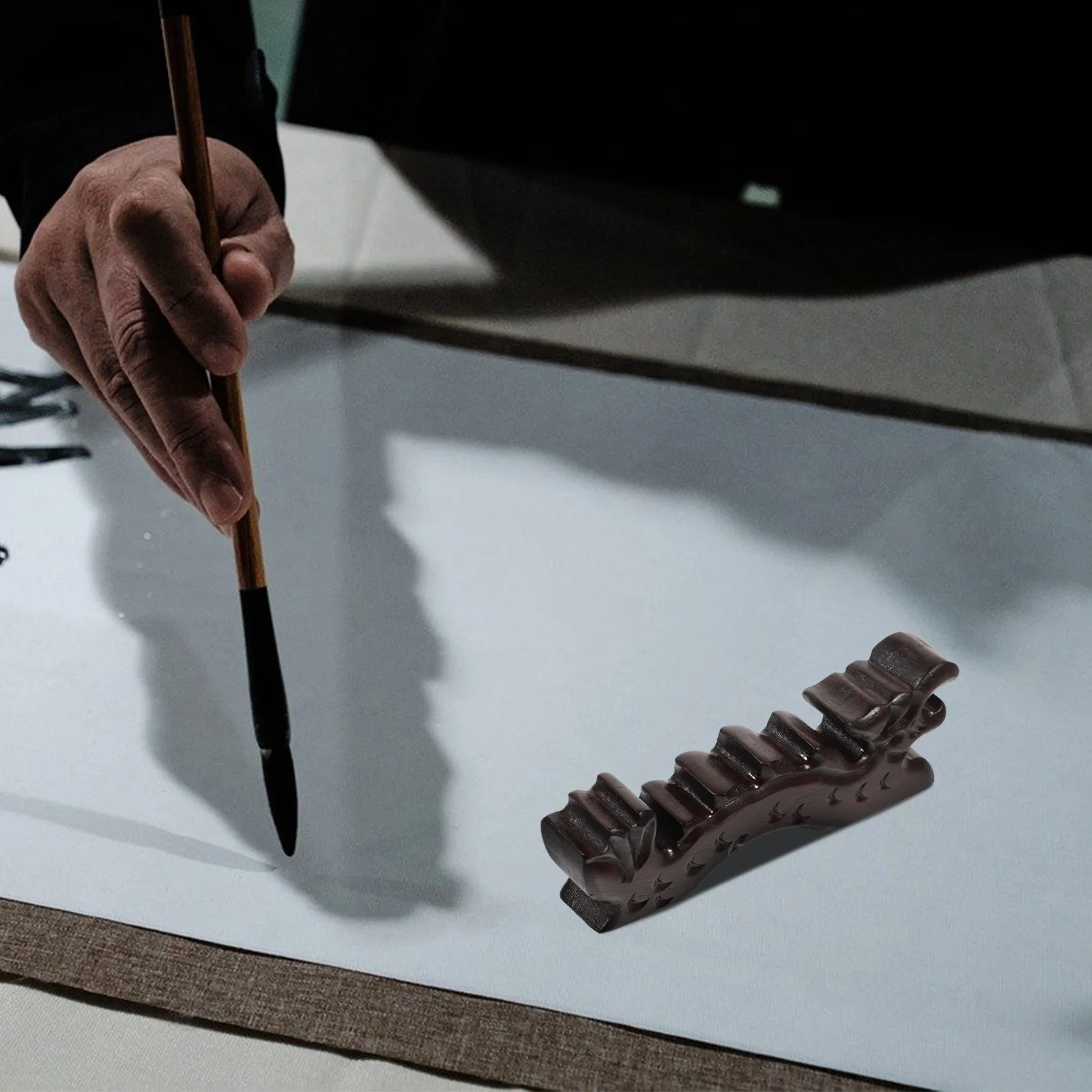 

Artistic Dragon Figure Pen Stand Fine Craftsmanship Wooden Holder for Painting Brushes Calligraphy Tools Desk Display Decor