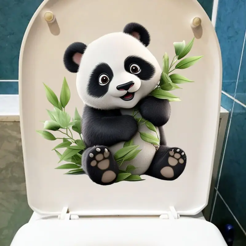 MT09 #   لطيف الباندا مقعد المرحاض ملصقات ذاتية اللصق الحيوان ملصقات المرحاض الحمام الديكور ملصق مائي مقاوم للماء #1