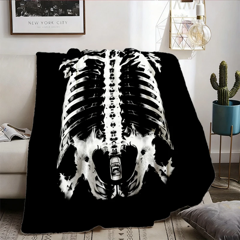 Jackass Ryan Dunn X, Ray Flannel Blanket, Jackass Skeleton Graphic Flannel Throw, Vintage Movie Cozy Blanket