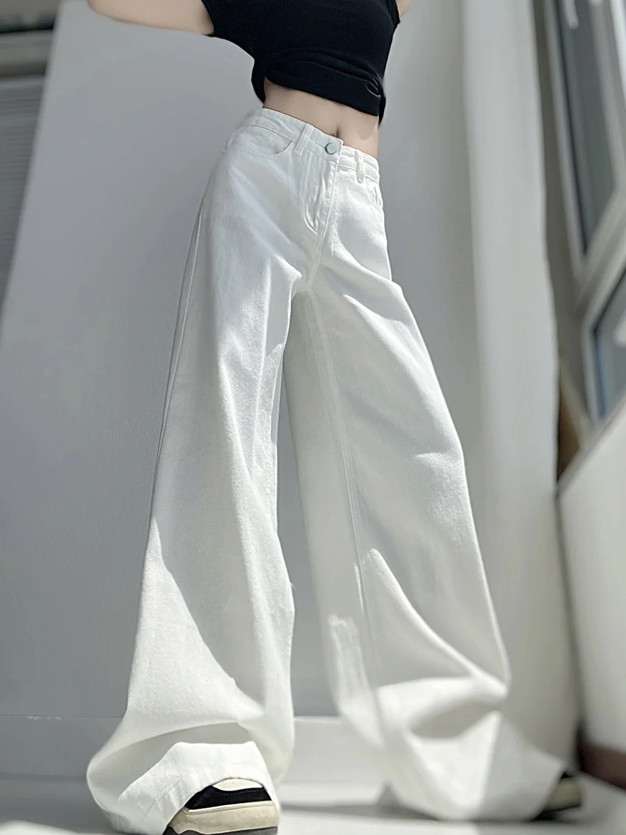 

High Waist Wide Leg Jeans Women Loose Fit Light Blue Bell Bottoms Denim Pants Cotton Village Vintage Style Straight Cut