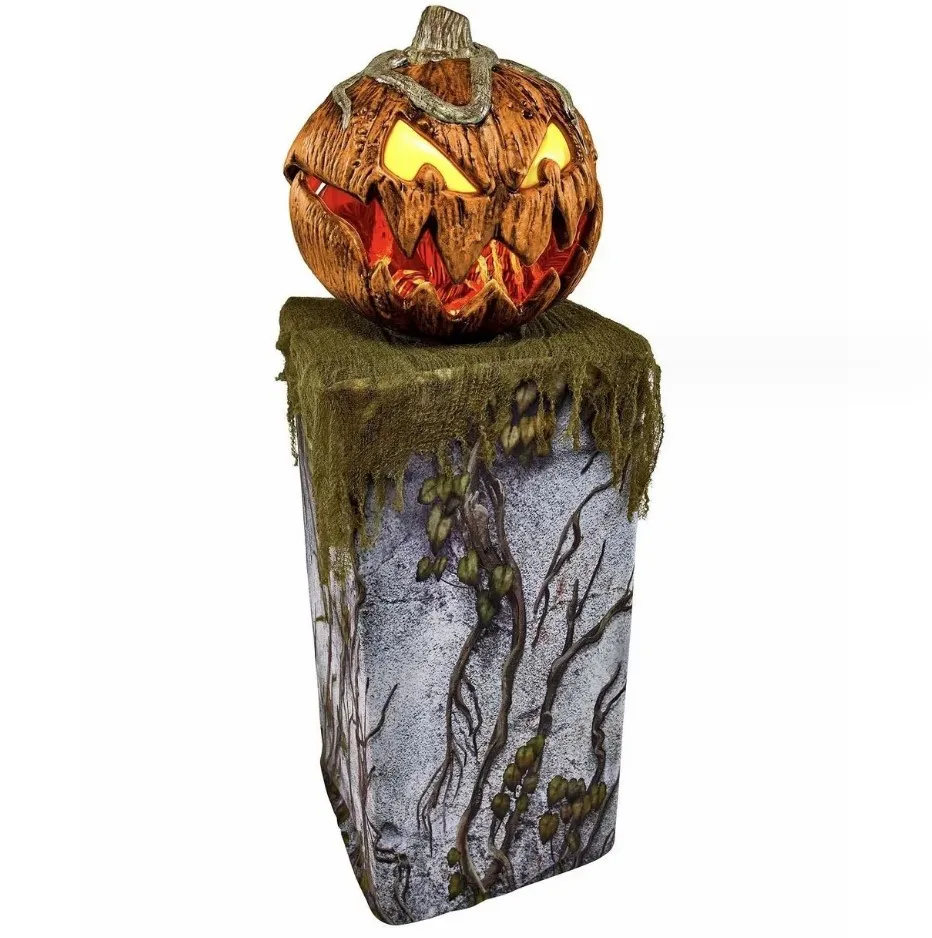 Halloween Animated Pumpkin Head, Scary Lifting Jack-O-Lantern with LED Glow & Horror Sound, Indoor Outdoor Party Decor