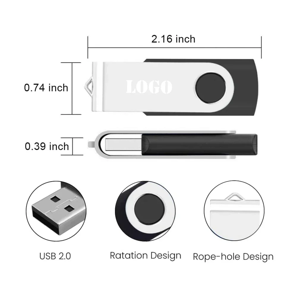 10 buah/lot harga grosir stik memori USB 2.0 logam Flash Drive 4GB 8GB 16GB Usb stik memori USB 32GB 64GB gratis hadiah Logo kustom